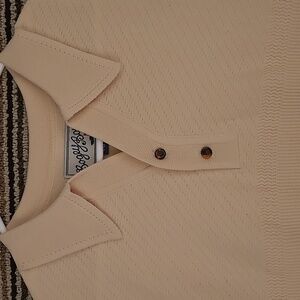 BOGEY BOYS Golf Macklemore Beige Tan Weave Sz L Tapered Slim Mens Polo Shirt NEW